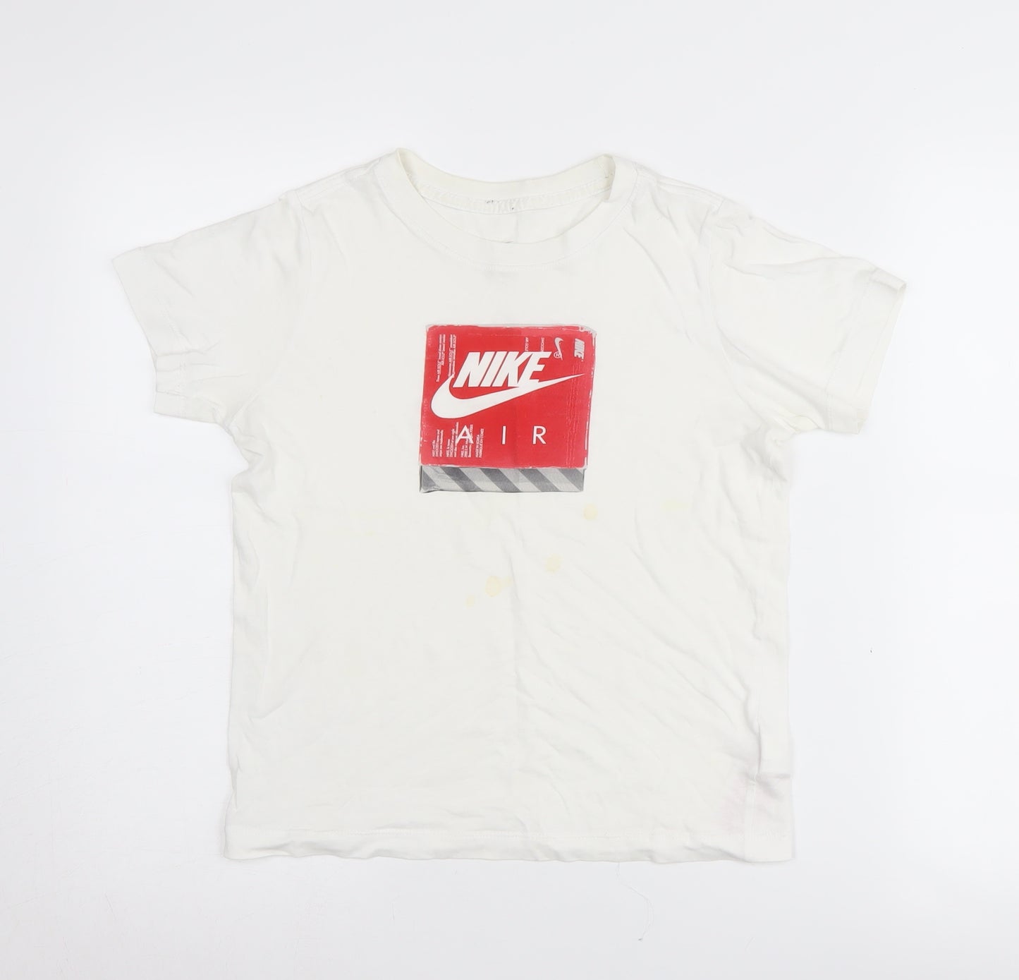 Nike Boys' White Graphic Print T-Shirt, Size S, Casual Style