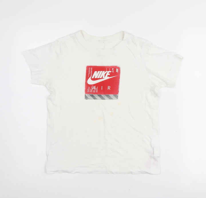 Nike Boys' White Graphic Print T-Shirt, Size S, Casual Style