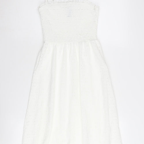 H&M Women's White Midi Slip Dress XXS Summer