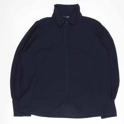 Next Women's Black Button-Up Shirt, Size 12, Long Sleeve