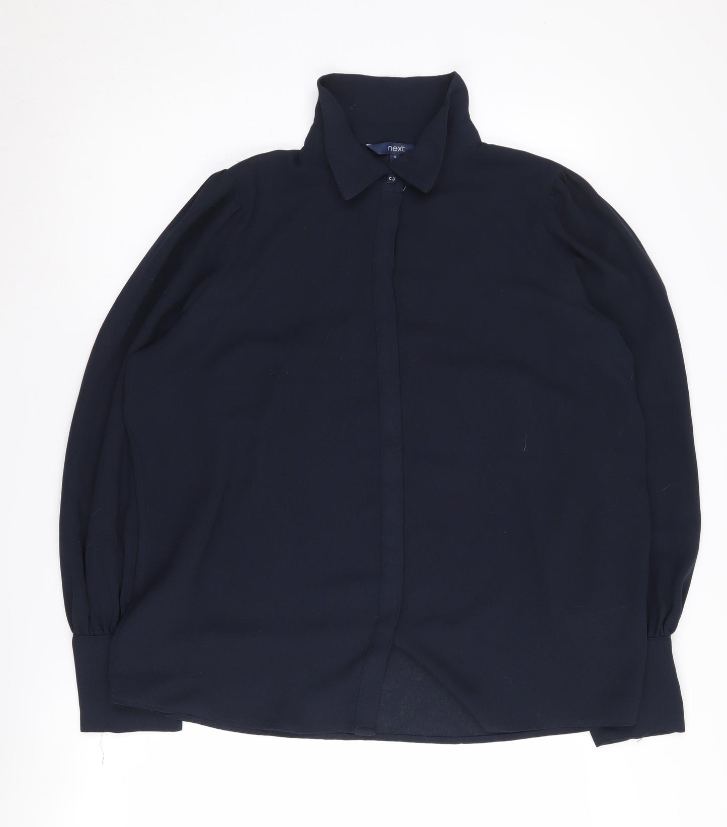 Next Women's Black Button-Up Shirt, Size 12, Long Sleeve