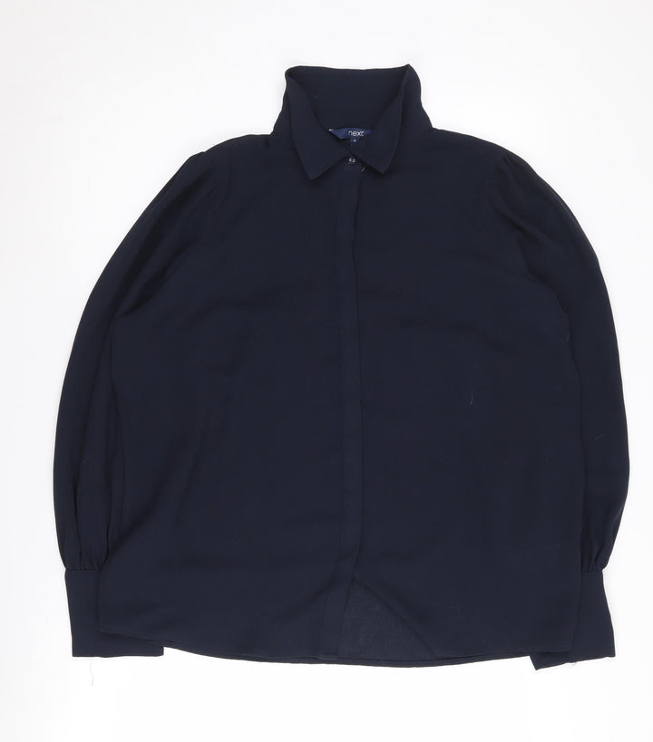Next Women's Black Button-Up Shirt, Size 12, Long Sleeve