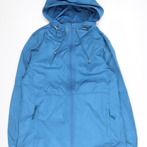 iWoo Women's Blue Hooded Basic Jacket Size S Regular Fit