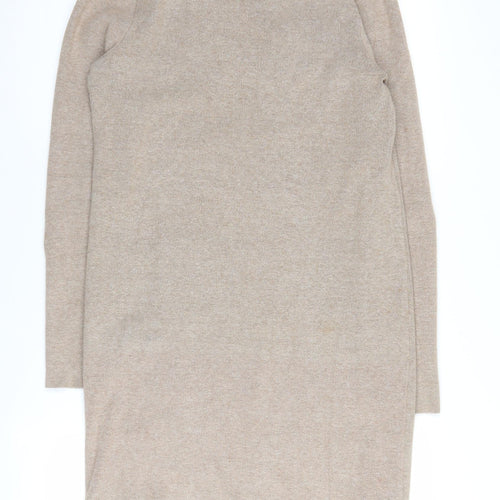 Paraphrase Women's Beige Long Sleeve Beaded Shift Dress