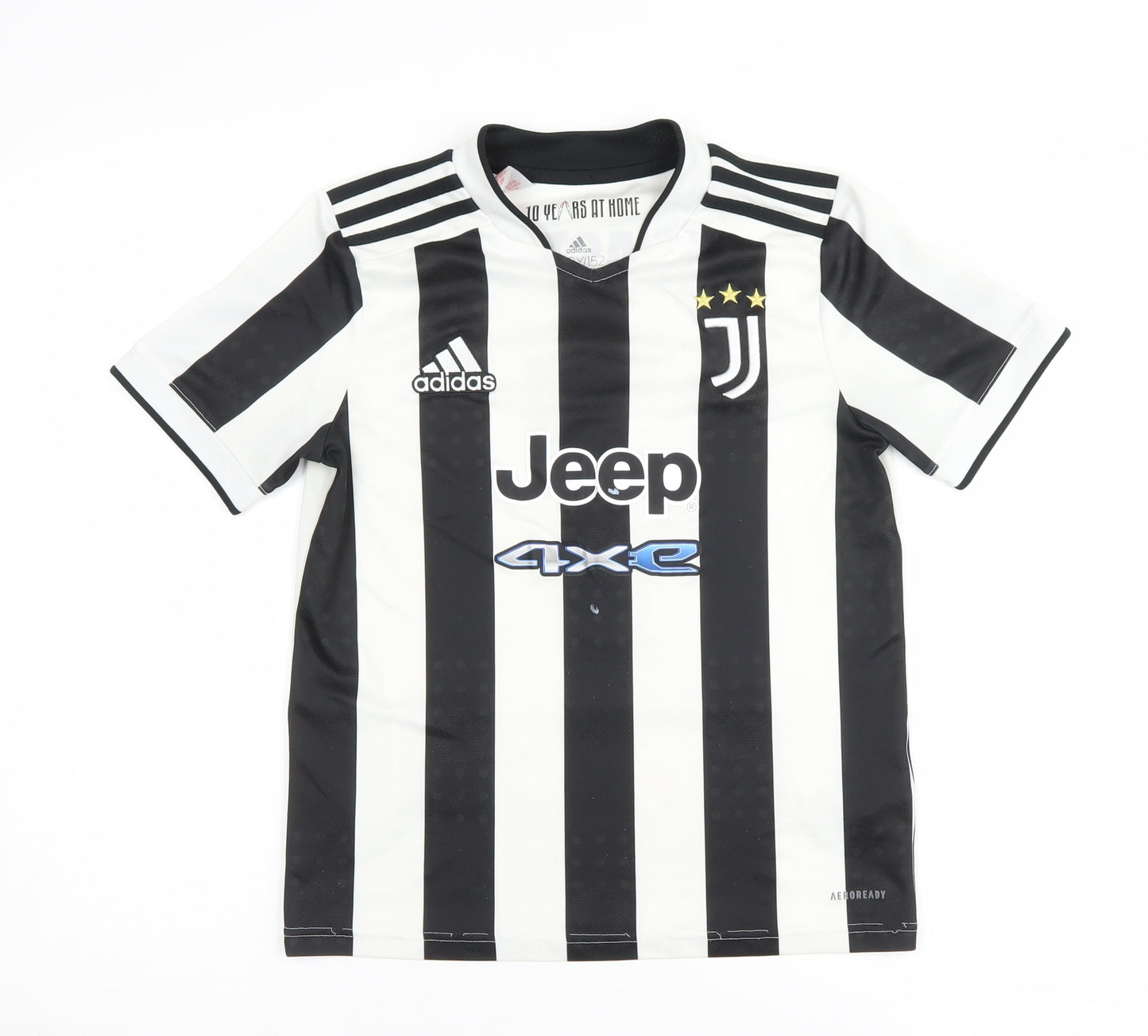Adidas Boys 11-12 Black White Jersey Football Striped Top