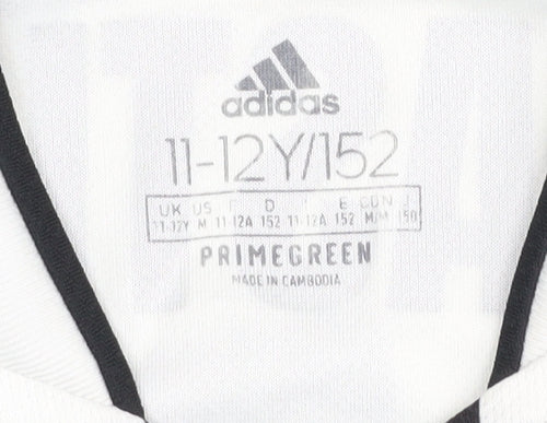 Adidas Boys 11-12 Black White Jersey Football Striped Top