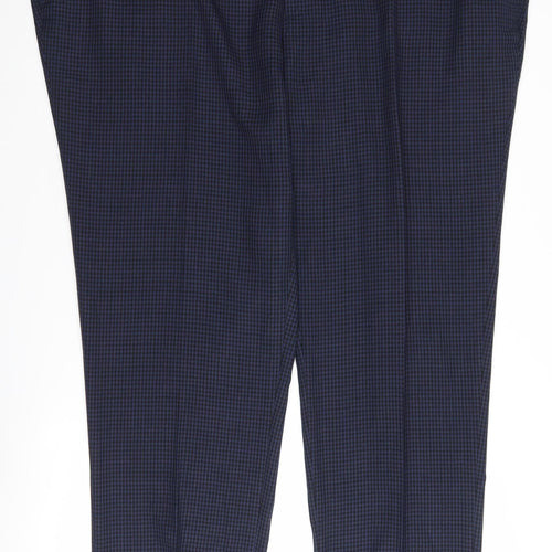 Jacamo Men's Blue Check Trousers, Size 50R, Regular Fit