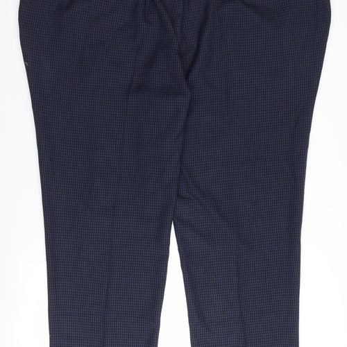 Jacamo Men's Blue Check Trousers, Size 50R, Regular Fit