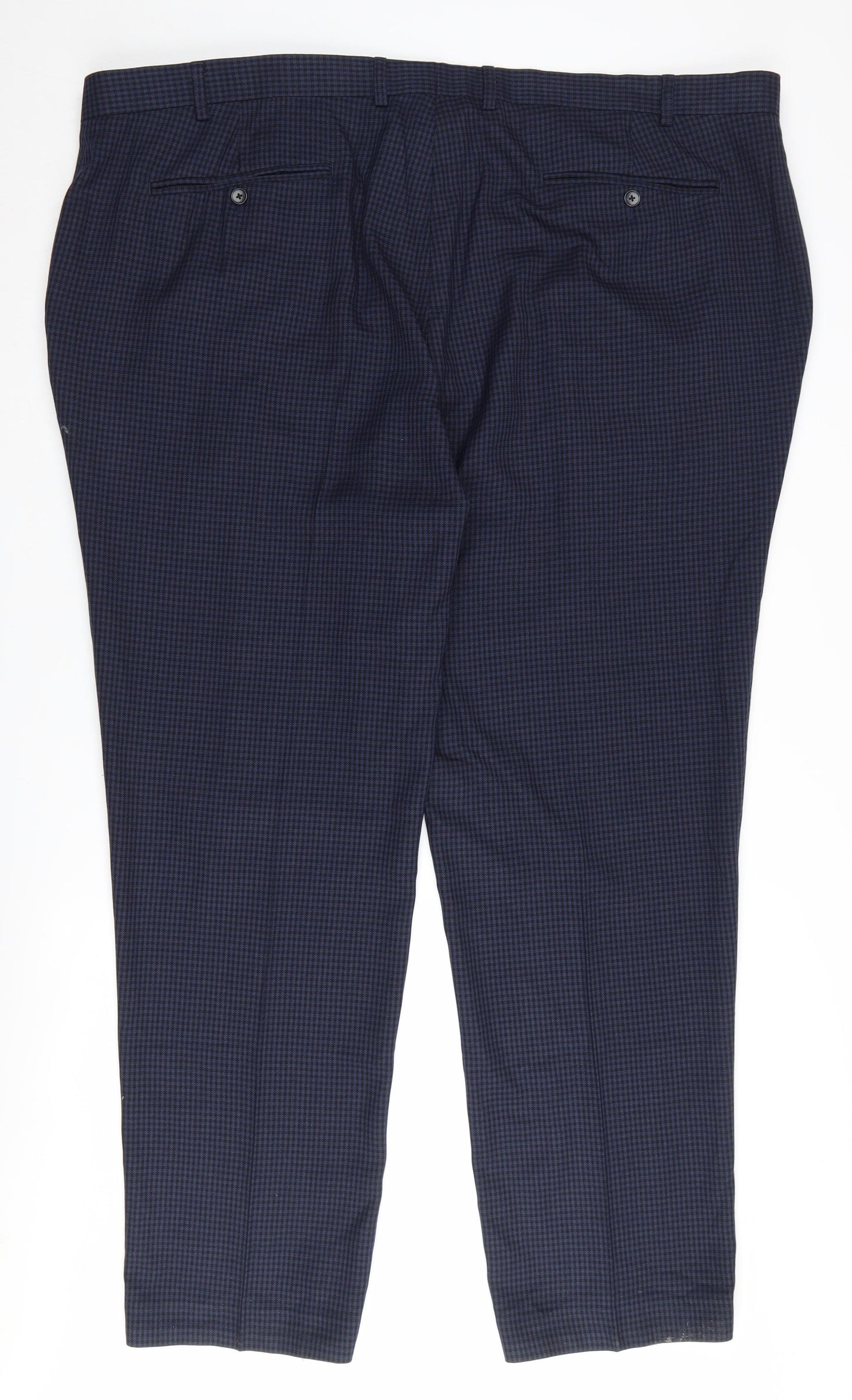 Jacamo Men's Blue Check Trousers, Size 50R, Regular Fit