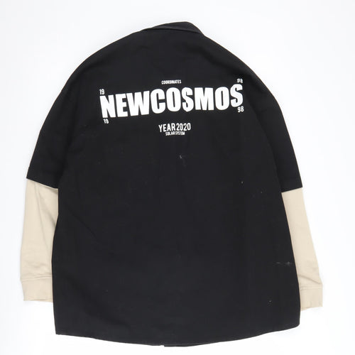 Bershka Men's Black Beige Graphic Sweatshirt S