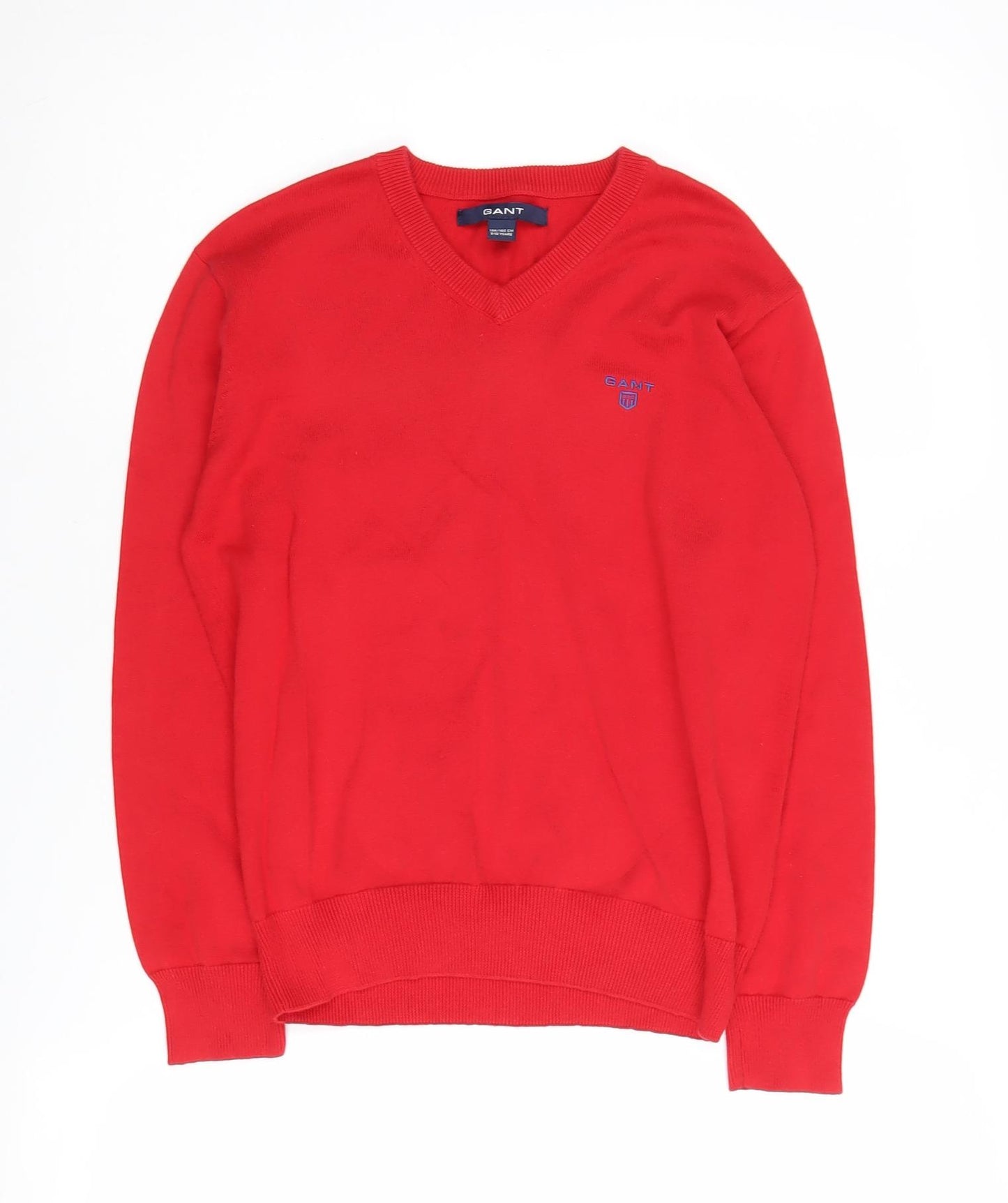 Gant Boys Red V-Neck Cotton Pullover Jumper 10-11 Years