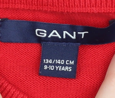 Gant Boys Red V-Neck Cotton Pullover Jumper 10-11 Years