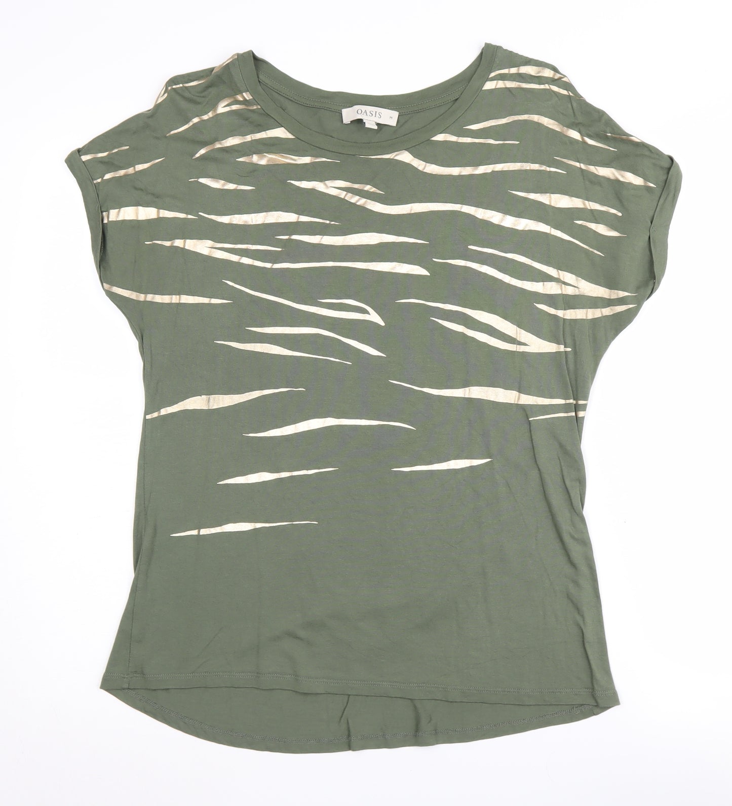 Oasis Women's Green Animal Print T-Shirt Size M