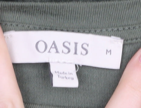 Oasis Women's Green Animal Print T-Shirt Size M