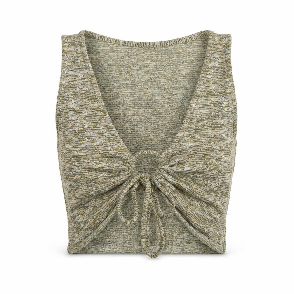 Front view of Pull&Bear Women's Multicoloured Cropped Tank Top