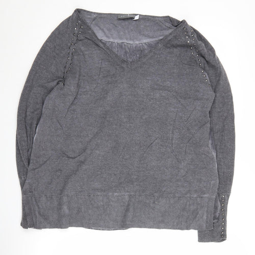 Mint Velvet Women's Grey V-Neck Pullover Jumper L