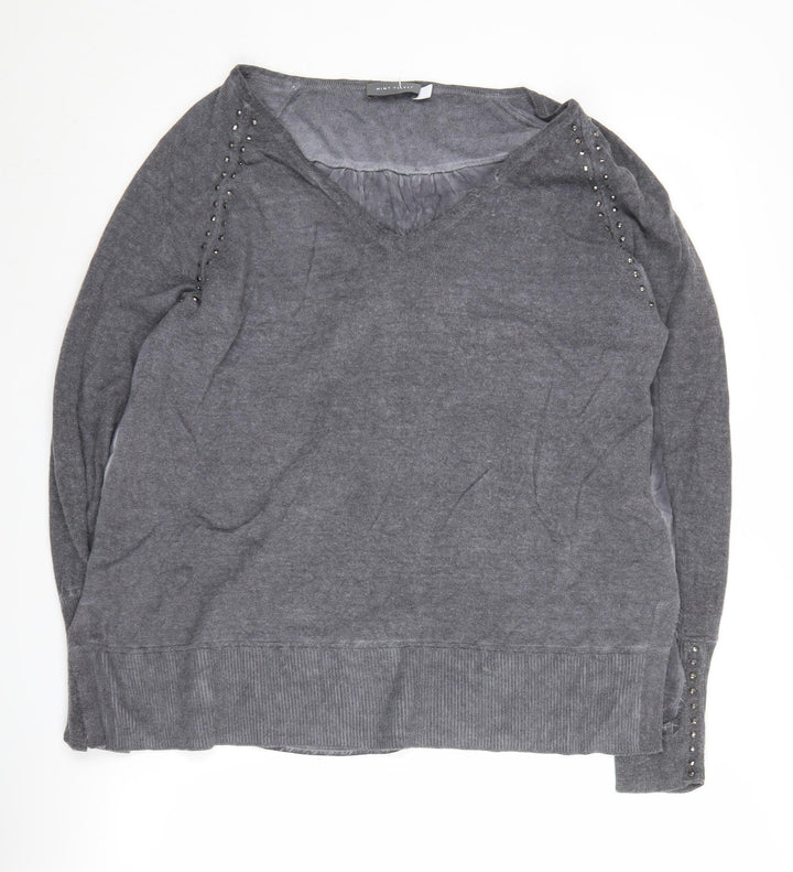 Mint Velvet Women's Grey V-Neck Pullover Jumper L
