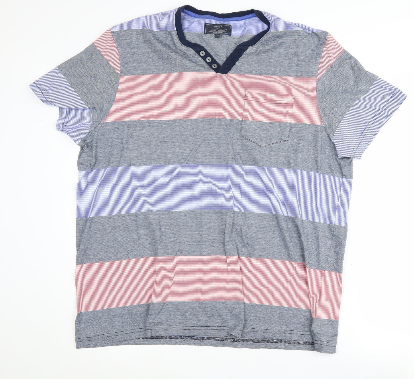Atlantic Bay Men's Multicoloured Striped 2XL Henley T-Shirt