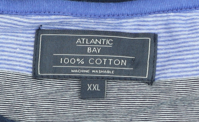 Atlantic Bay Men's Multicoloured Striped 2XL Henley T-Shirt