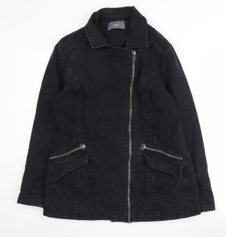 South Women's Black Bomber Jacket Size 14, Quilted, Zip