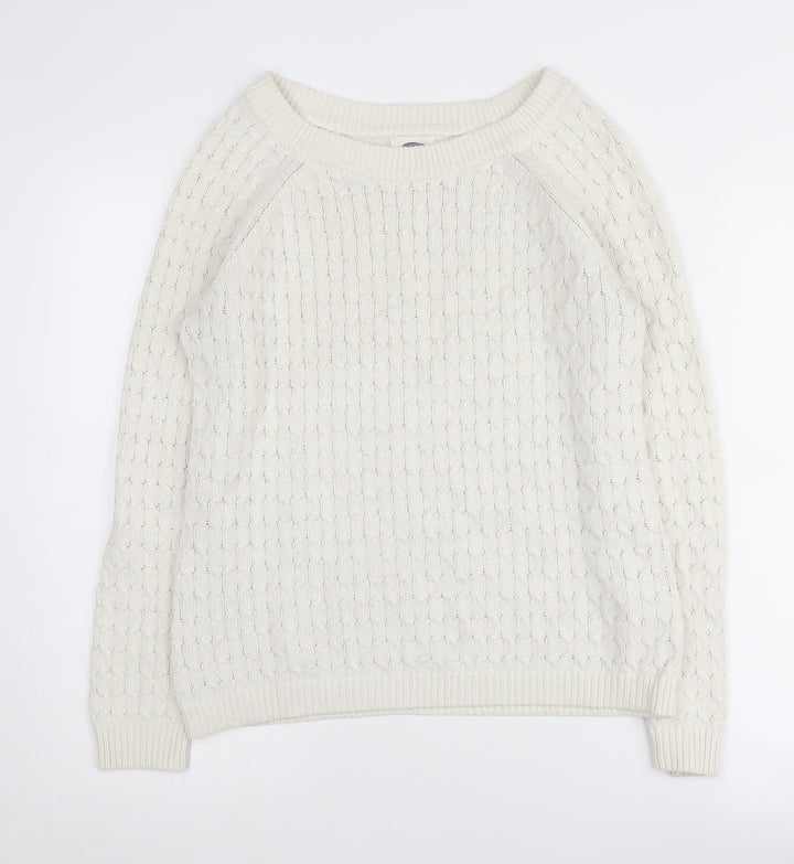Old Navy Women's Ivory Cable-Knit Pullover Jumper, M