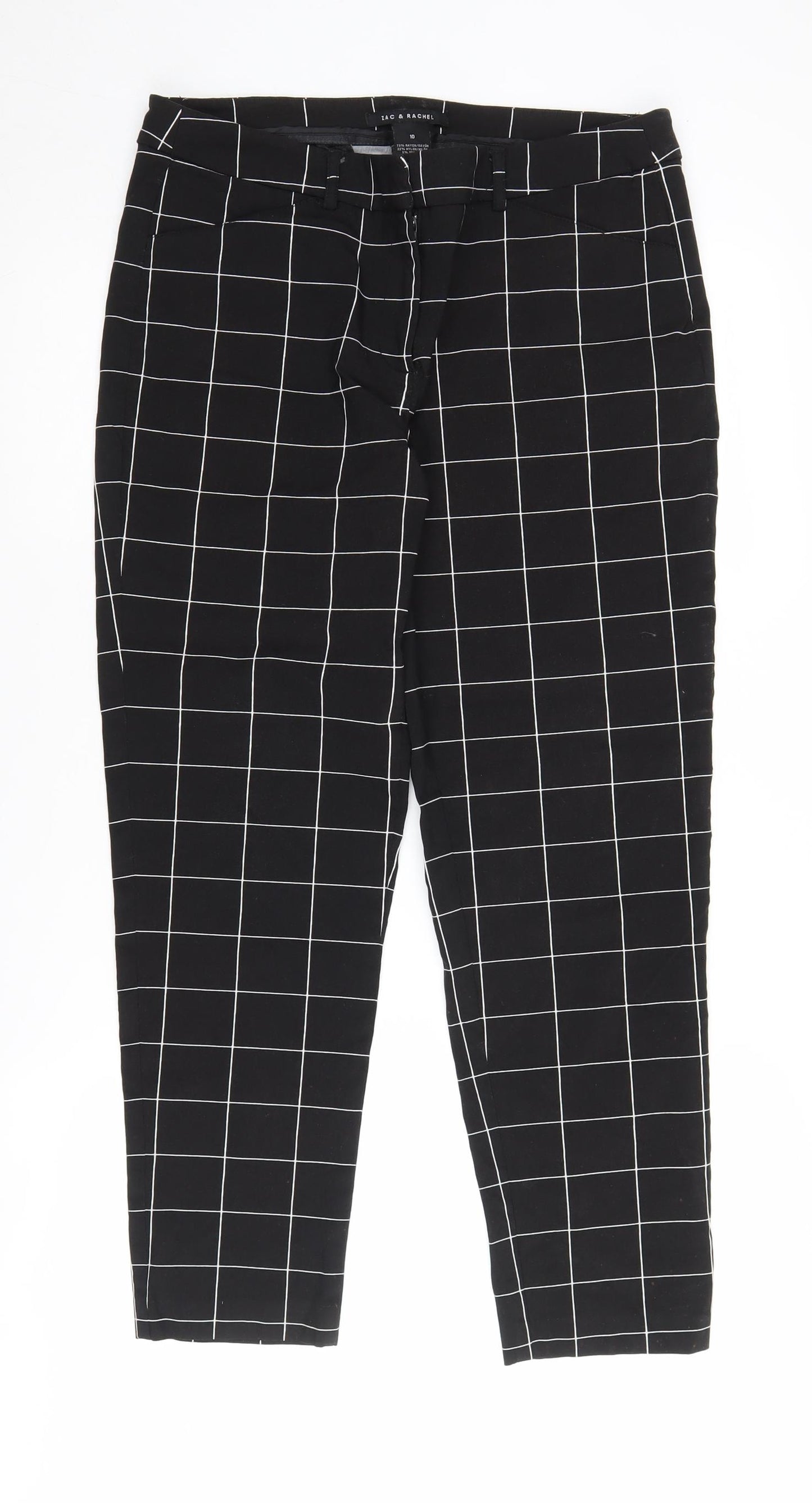 Zac & Rachel Black Check Women's Trousers, Size 10