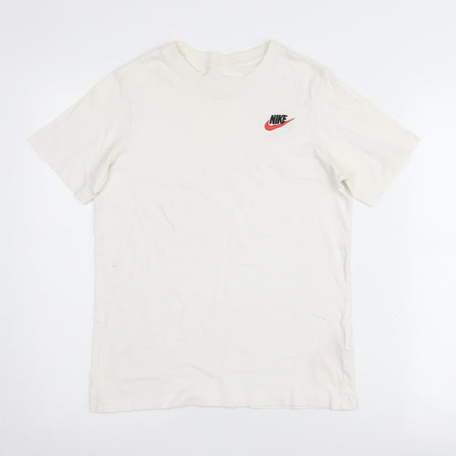Nike Boys White L T-Shirt with Logo Accents