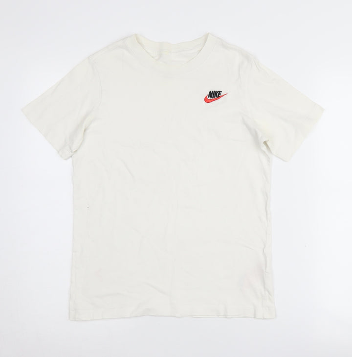 Nike Boys White L T-Shirt with Logo Accents