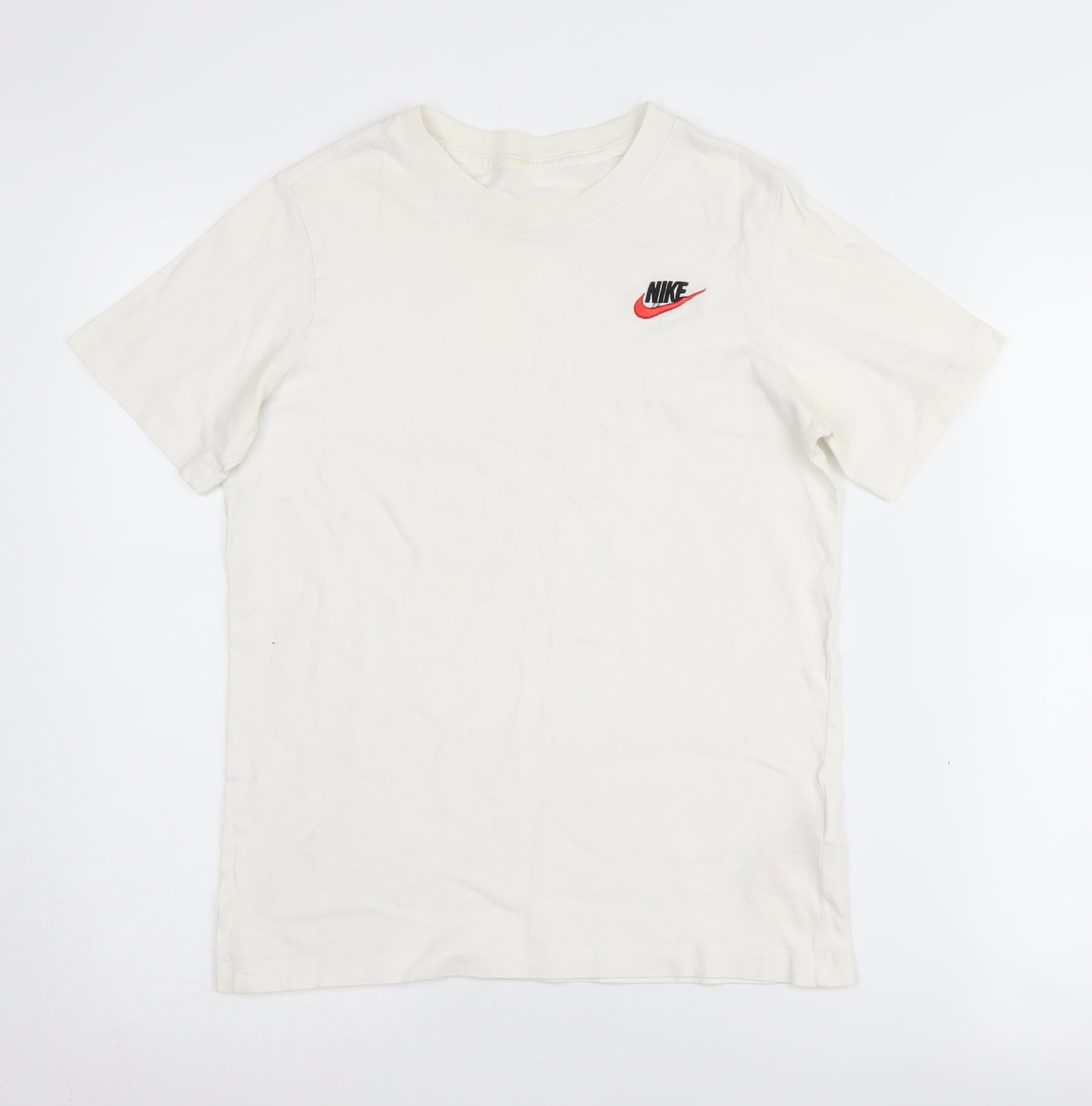 Nike Boys White L T-Shirt with Logo Accents