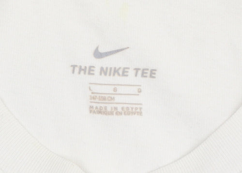 Nike Boys White L T-Shirt with Logo Accents