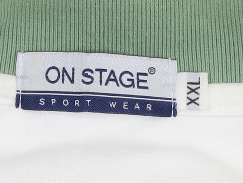 On Stage Men's 2XL White Polo Shirt - Colourblock Casual