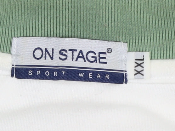 On Stage Men's 2XL White Polo Shirt - Colourblock Casual