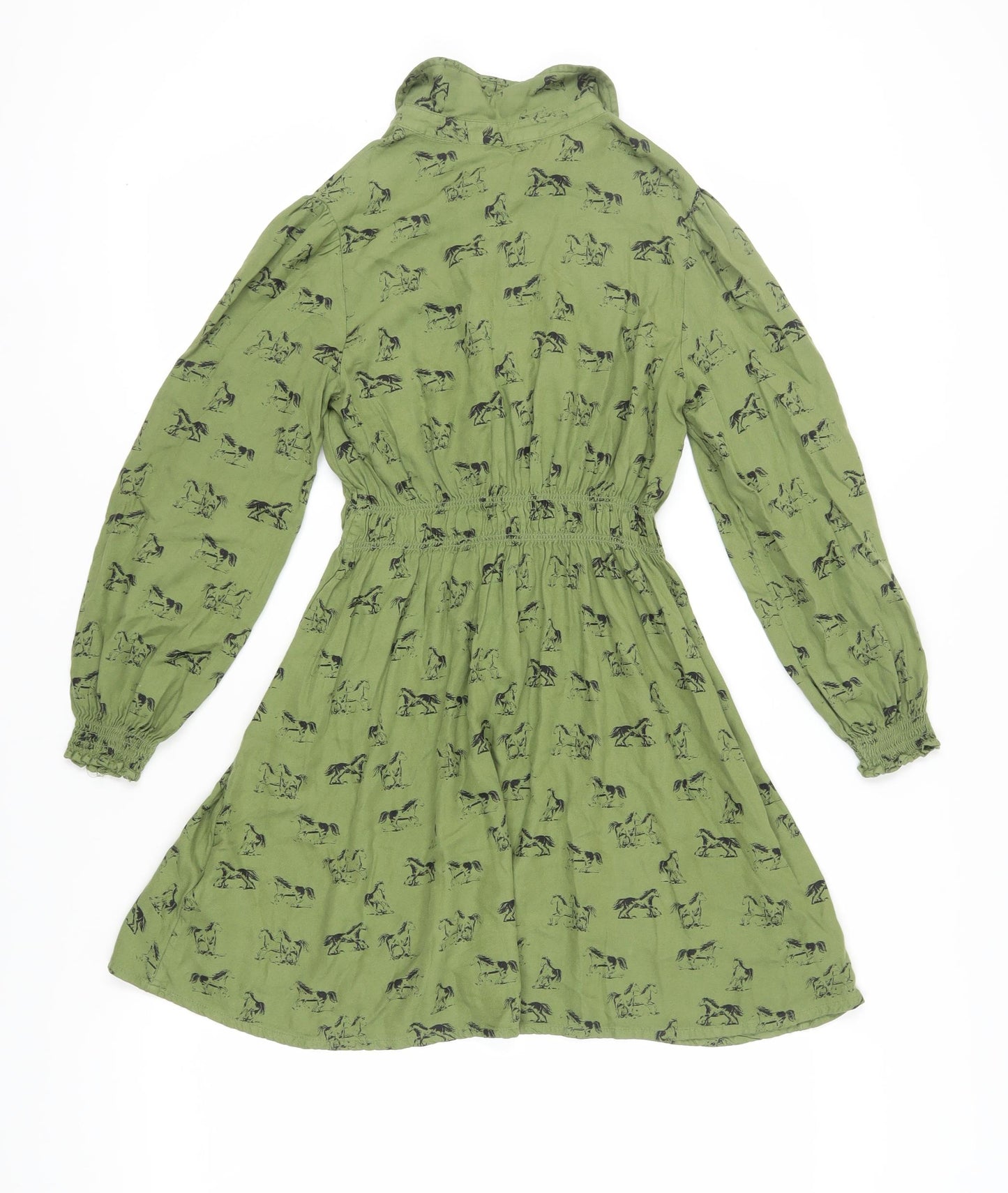Marks and Spencer Girls Green Animal Print Shirt Dress 11-12Y