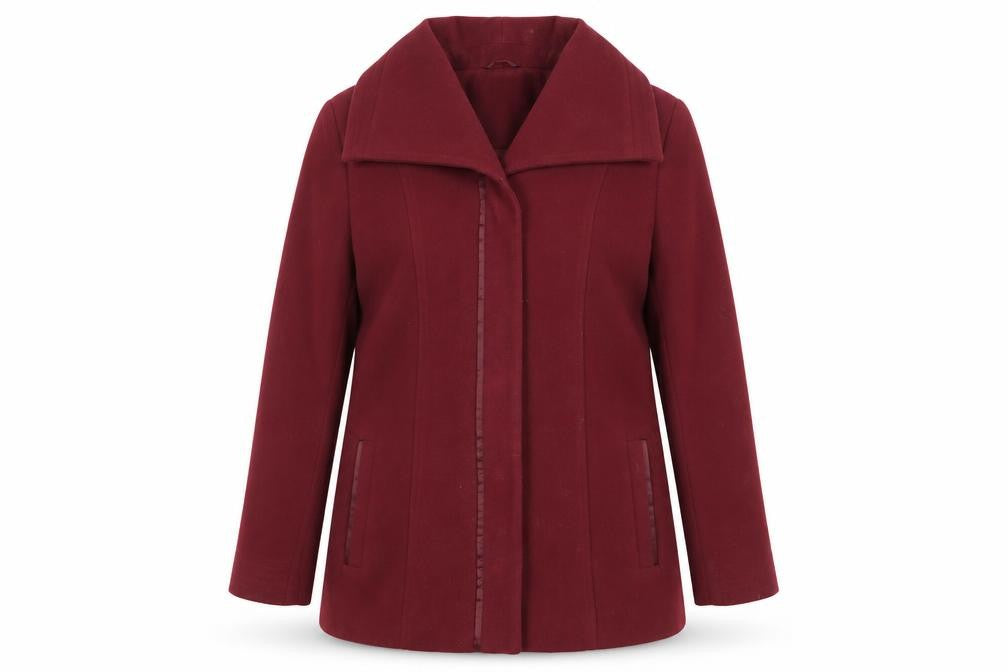 Front view of Marks & Spencer Women's Red Wool Mid-Length Coat