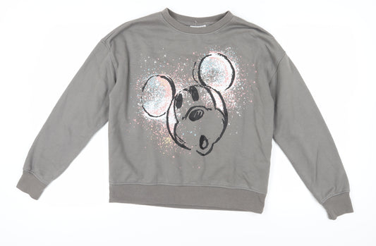 Front view of Disney Women's Grey Pullover Sweatshirt, size S