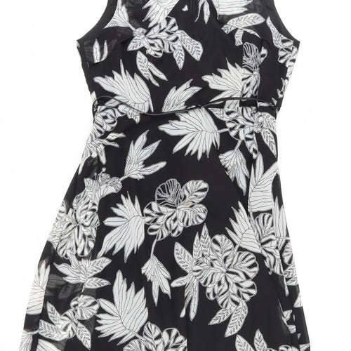 M&Co Women's Black A-Line Dress, Size 20, Floral Pattern