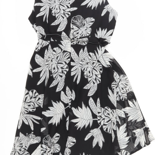 M&Co Women's Black A-Line Dress, Size 20, Floral Pattern