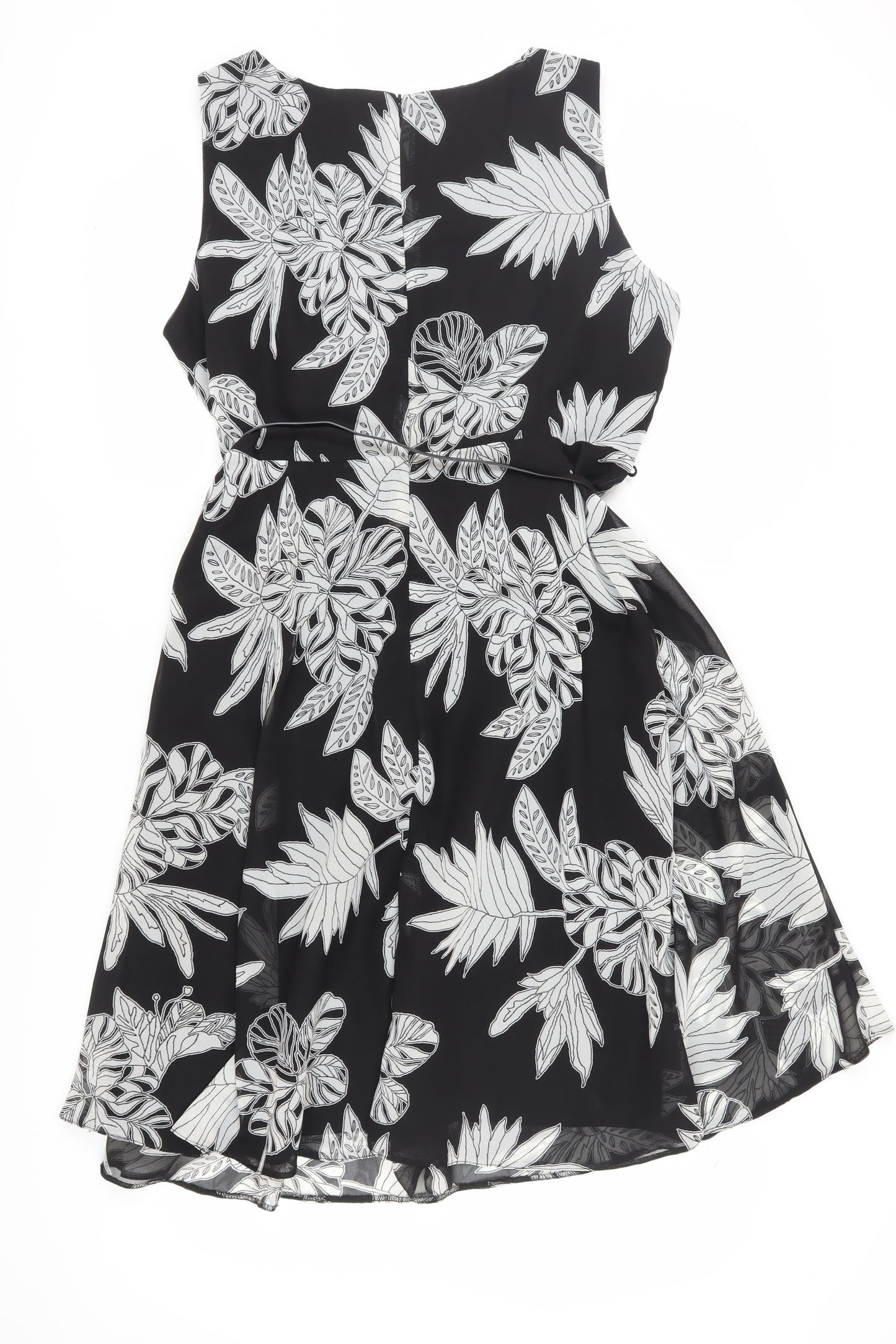 M&Co Women's Black A-Line Dress, Size 20, Floral Pattern