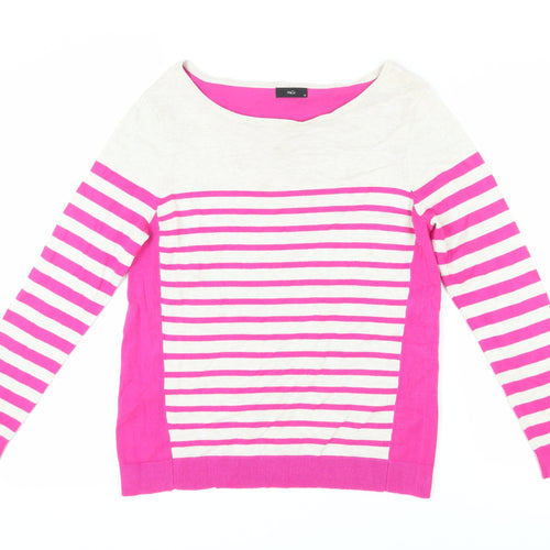 M&Co Women's Pink Striped Pullover Jumper, Size 16
