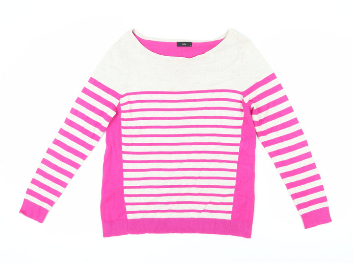 M&Co Women's Pink Striped Pullover Jumper, Size 16