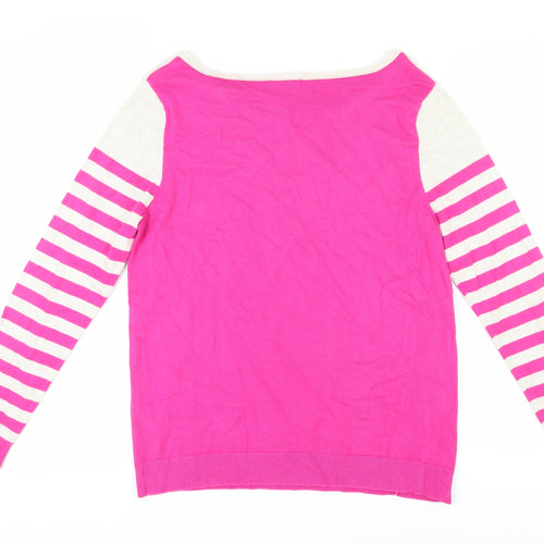 M&Co Women's Pink Striped Pullover Jumper, Size 16