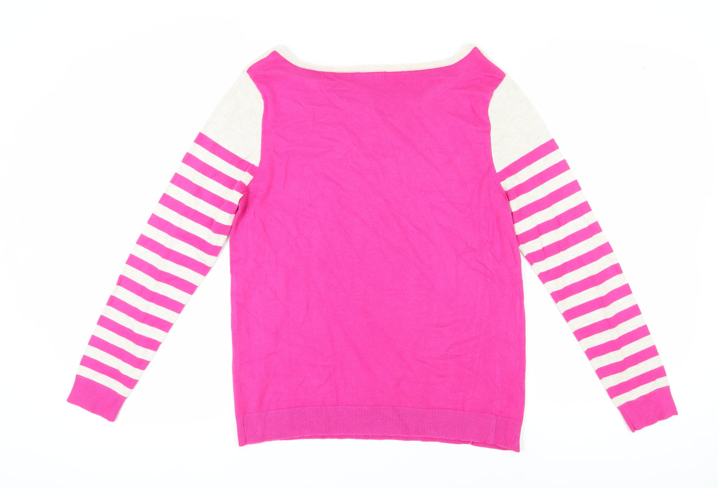 M&Co Women's Pink Striped Pullover Jumper, Size 16