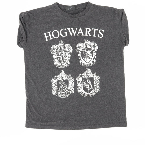 Harry Potter Unisex Grey Hogwarts T-Shirt, Size 12