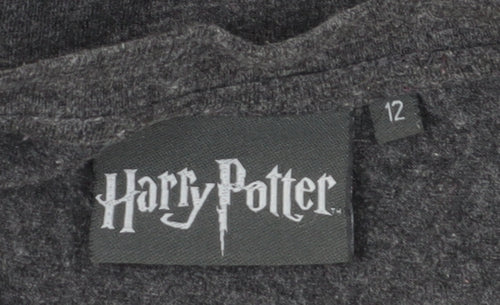 Harry Potter Unisex Grey Hogwarts T-Shirt, Size 12