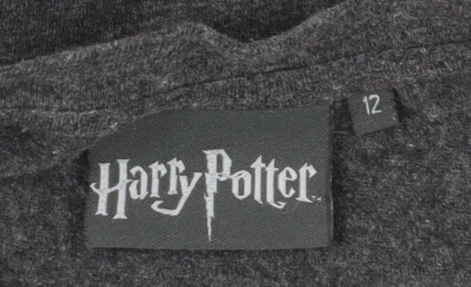 Harry Potter Unisex Grey Hogwarts T-Shirt, Size 12