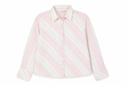 Front view of New Look Women's Multicoloured Stripe Button-Up Shirt, size 24
