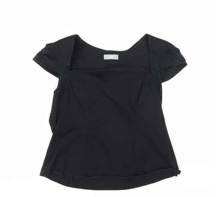 Wallis Women's Black Square Neck Blouse, Size 20, Classic