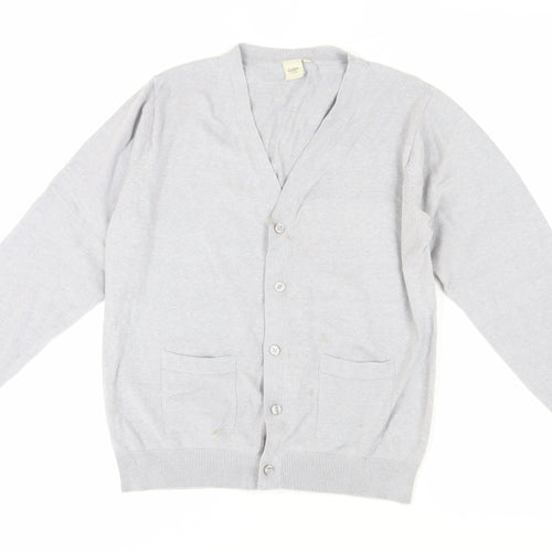 Cotton Traders Men's Grey Cardigan, Size L, V-Neck