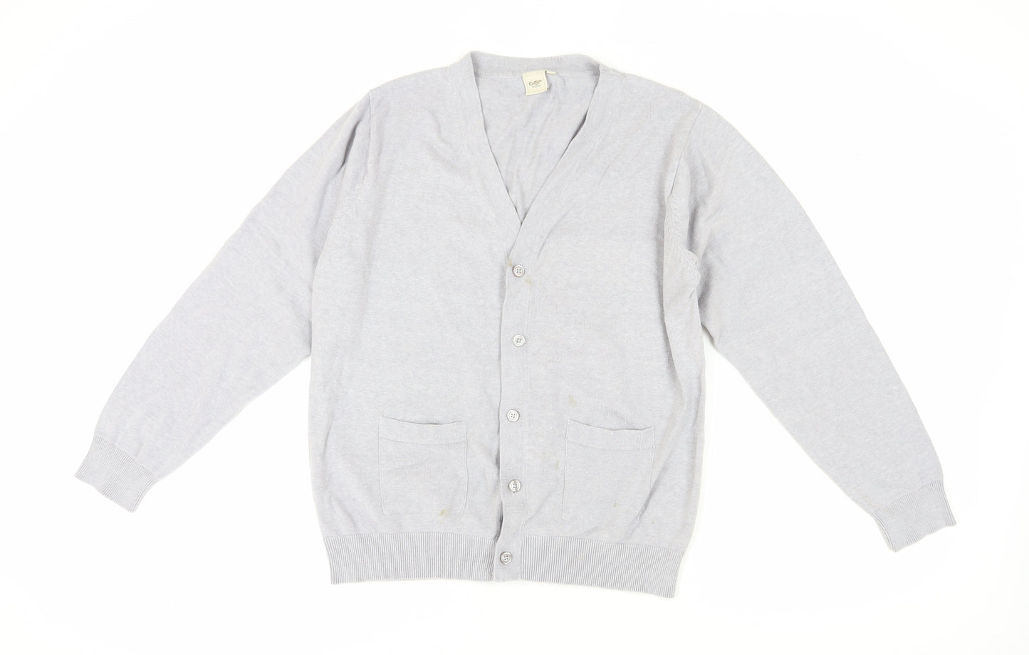 Cotton Traders Men's Grey Cardigan, Size L, V-Neck