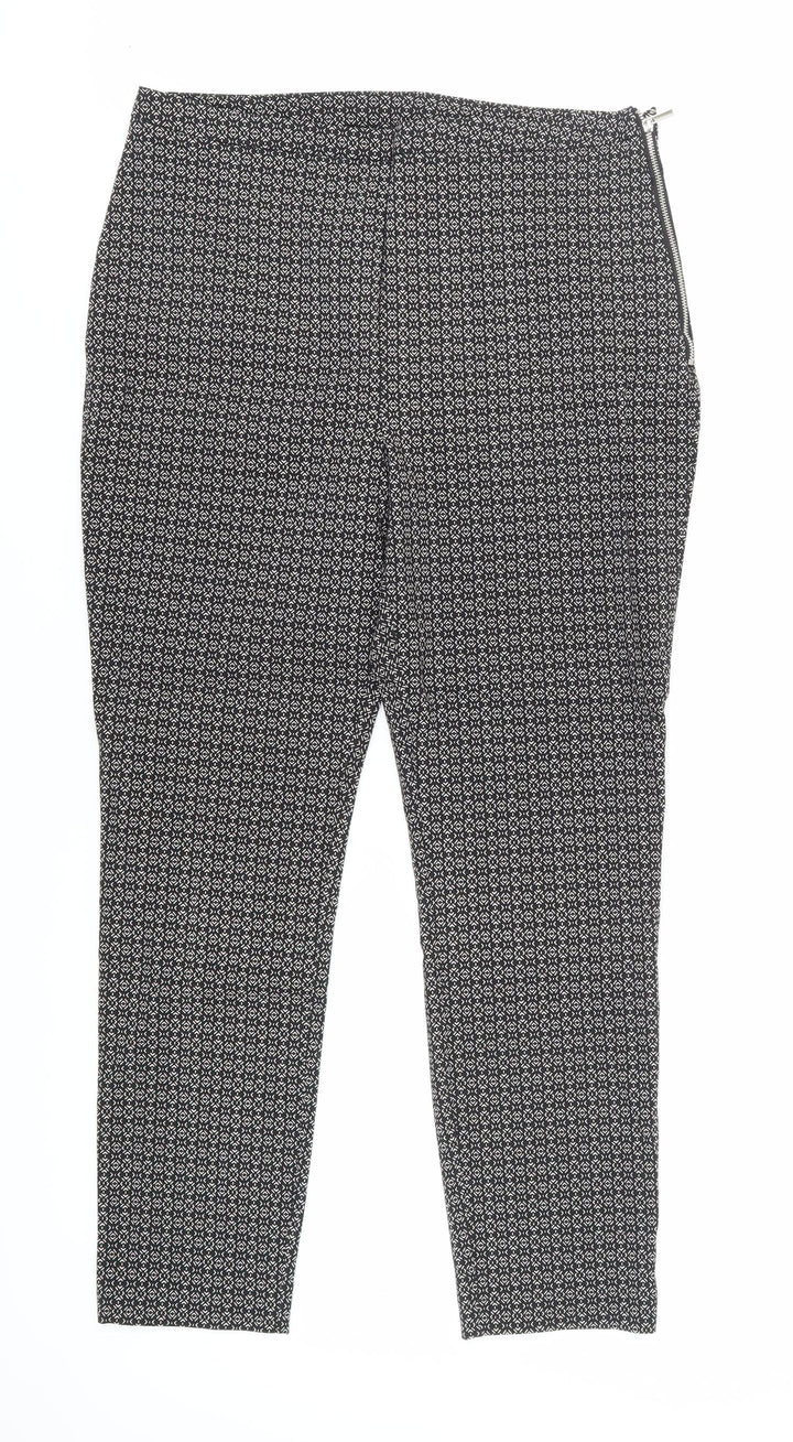 New Look Women's Black Geometric Trousers Size 14